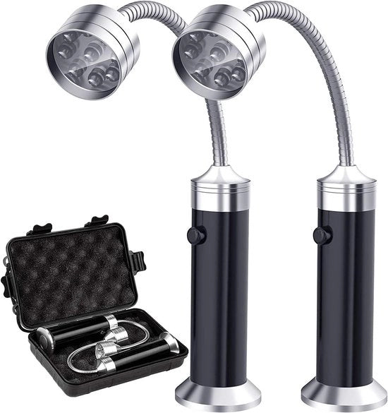 Set di 2 Lampade LED Magnetiche per Griglia - Illuminazione BBQ Flessibile con 360° di Rotazione