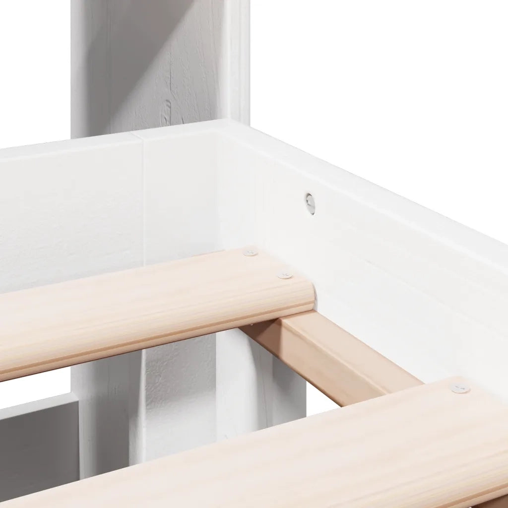 Letto matrimoniale | Letto per adulti | Giroletto con Libreria senza Materasso 180x200 cm in Legno Pino