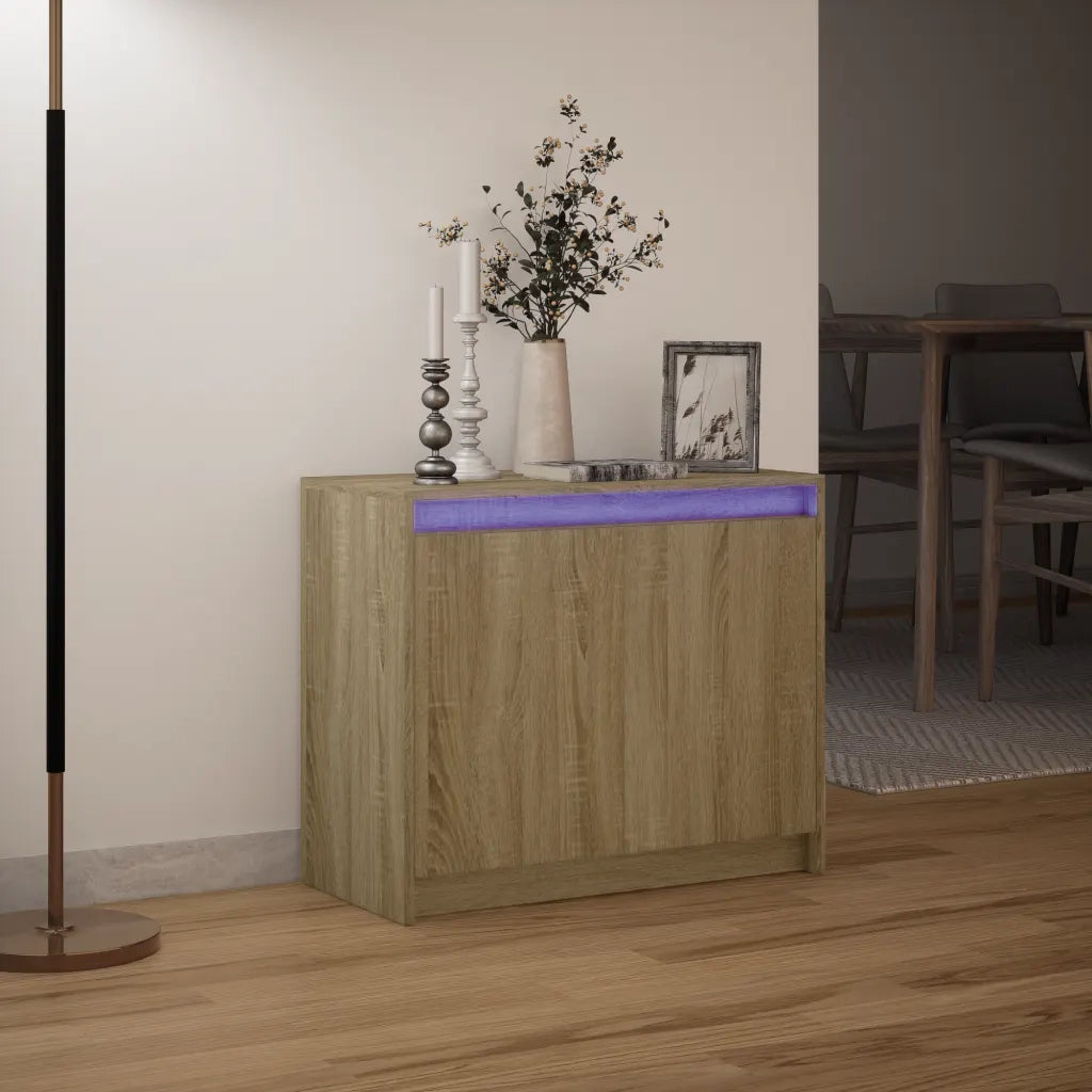Credenza con LED Rovere Sonoma 72x34x61 cm in Legno Multistrato 852175