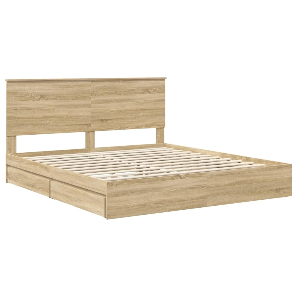 Letto con Contenitore con testiera Rovere Sonoma 180 x 200 cm