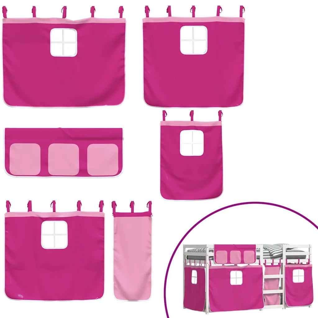 Letto a Castello senza Materasso Rosa 90x200 cm Legno di Pino