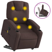 Poltrona | Sedia Relax Alzapersona Massaggi Reclinabile Marrone Scuro Tessuto