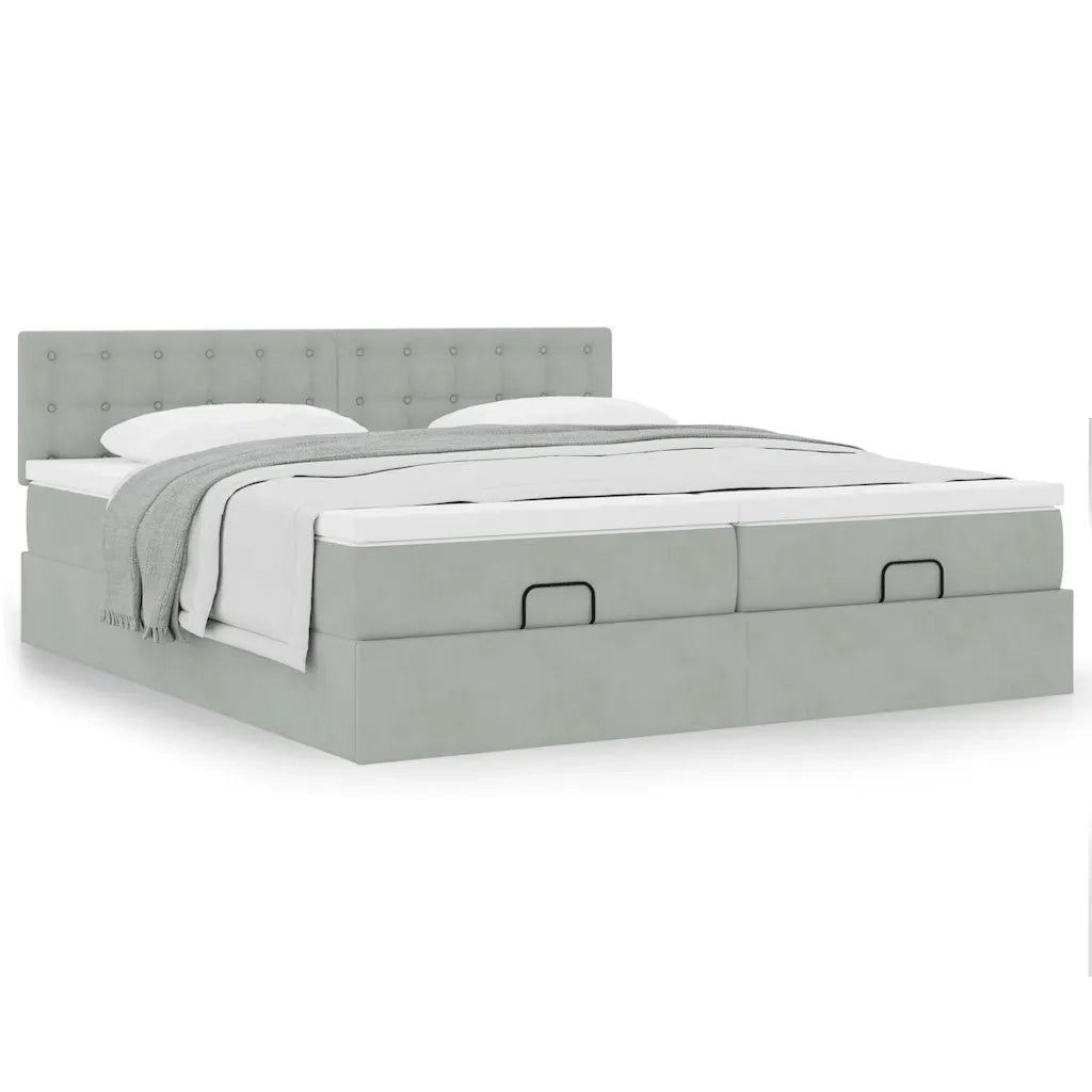 Struttura Letto Pouf con Materassi 200x200 cm Velluto