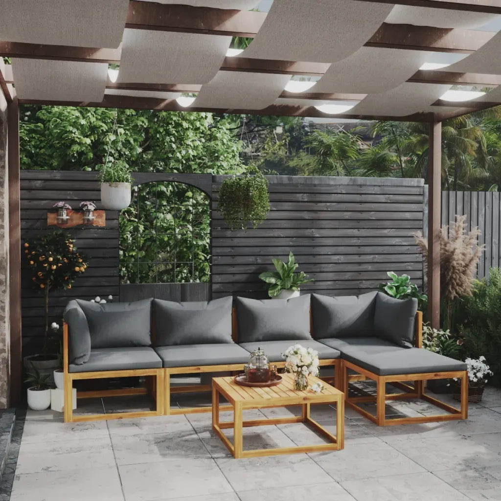Set Divani da Giardino 6 pz con Cuscini in Massello di Acacia cod mxl 49022