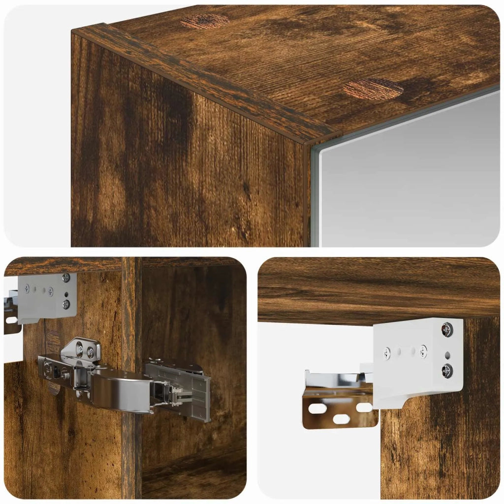 Mobiletto per specchio da bagno Rovere fumé 50 x 14,5 x 70 cm