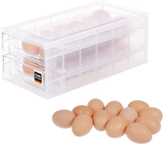 Ettore di plastica per le uova - adatto per frigorifero e cucina - contenitore per le uova da picnic (24 uova)
