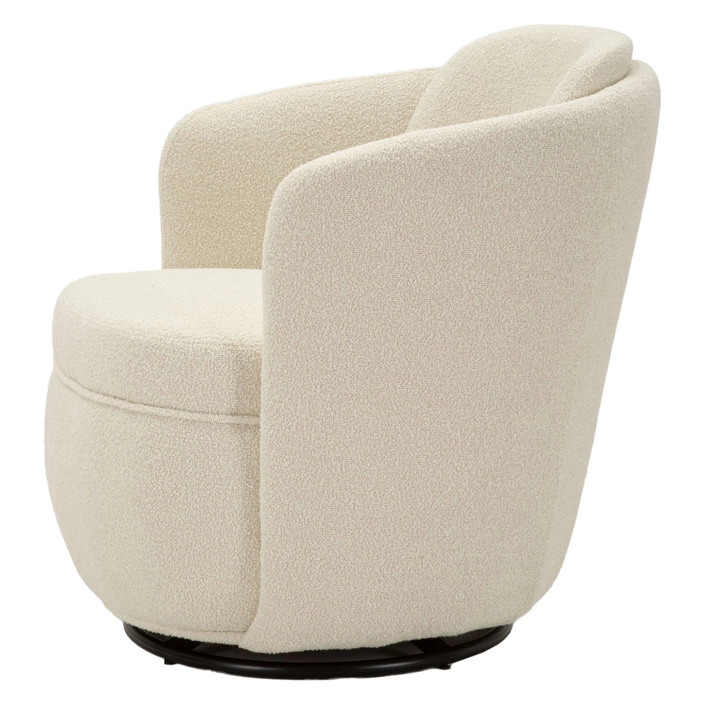 Poltroncina Morond, Poltrona Base Girevole, 70x72x75h cm Bianco Crema