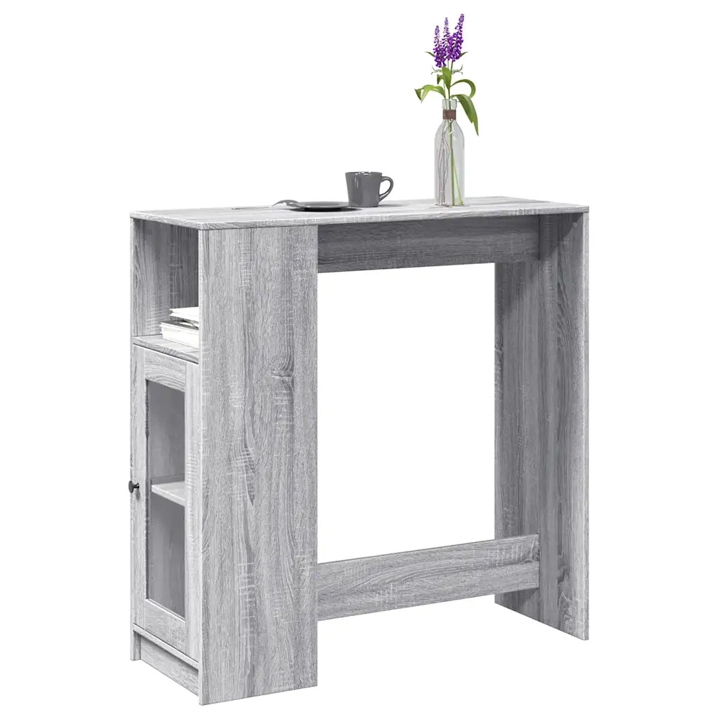 vidaXL Tavolo Bar con Rastrelliera Grigio 101x40x103,5 cm Multistrato