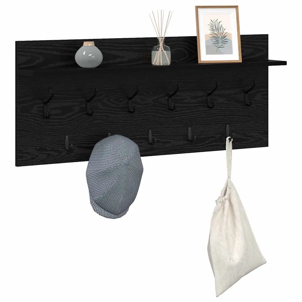 Appendiabiti a muro A parete Rovere Nero 100 x 40 x 12 cm 874444