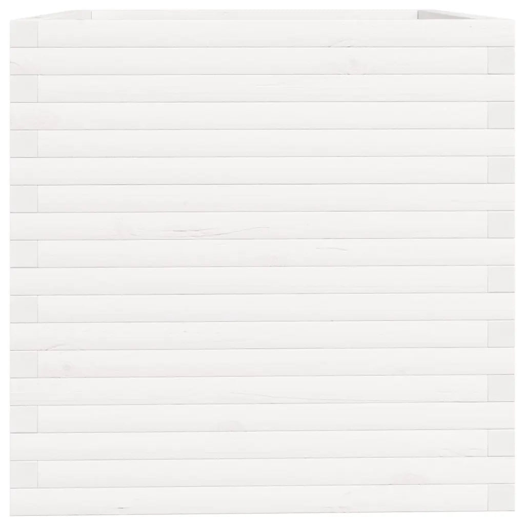 Fioriera da Giardino Bianca 70x70x72,5cm Legno Massello di Pino
