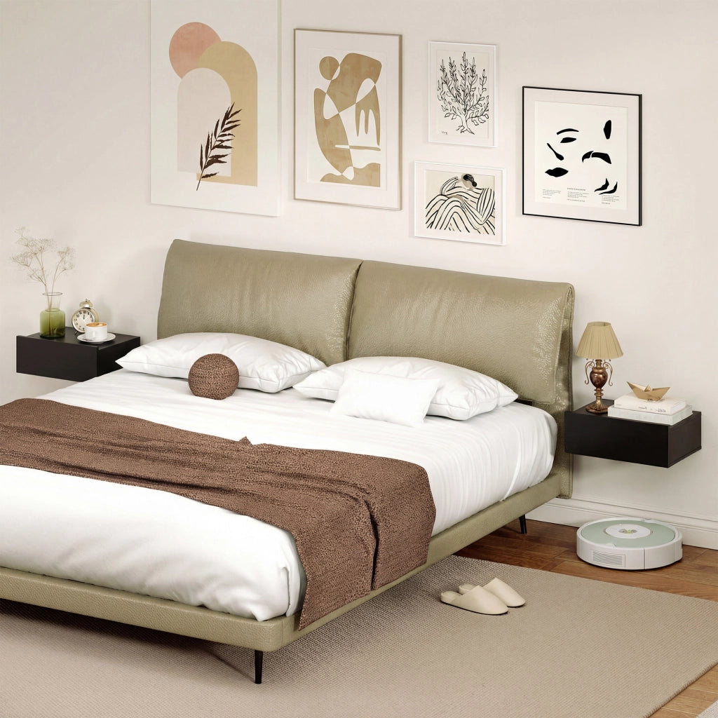 Set di 2 Comodini Sospesi Moderni 40x30x15 cm con Cassetto in Legno Nero