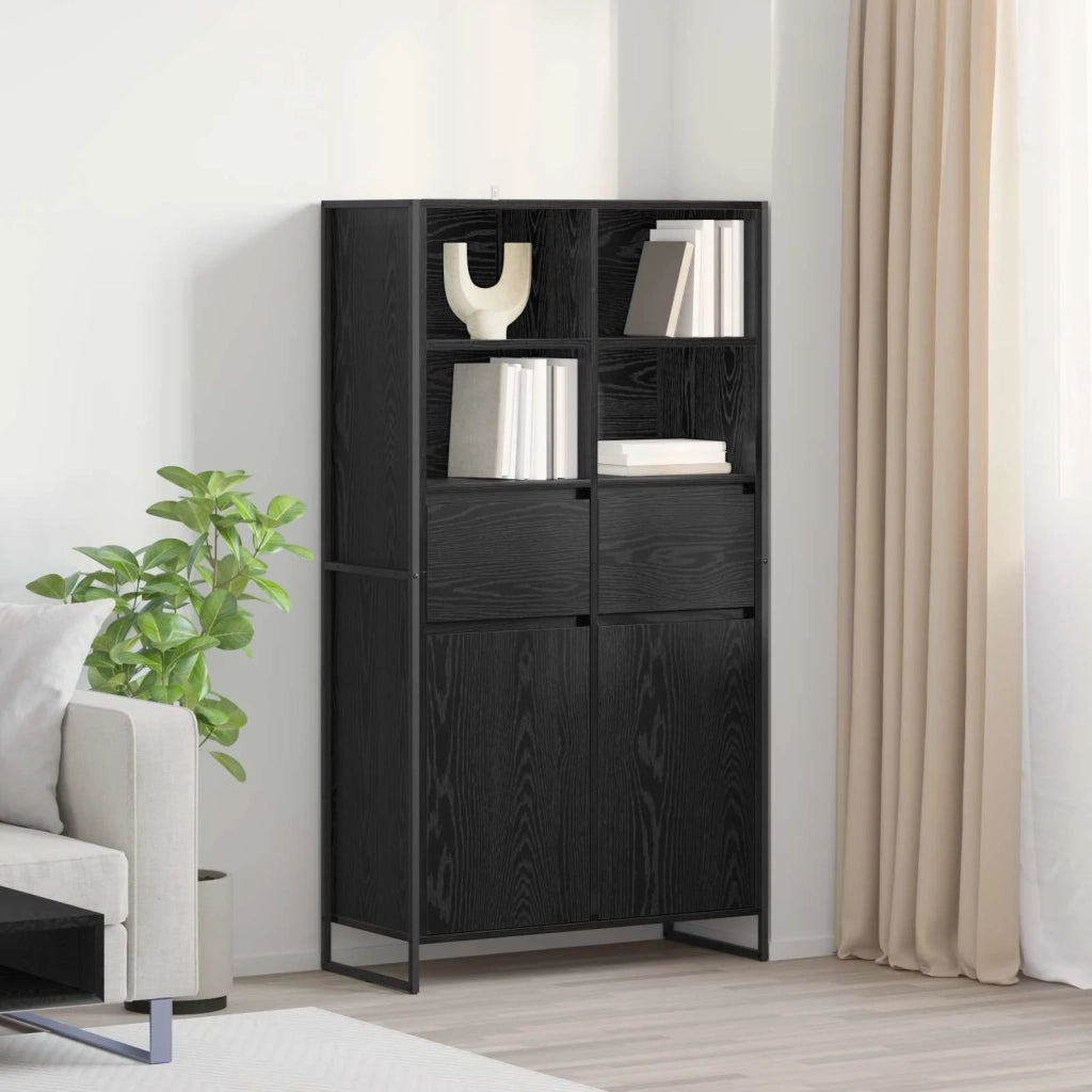 Credenza 2 pz | Madia | Buffet da pranzo | Armadio da pranzo Rovere Nero 81 x 36 x 150.5 cm Legno multistrato