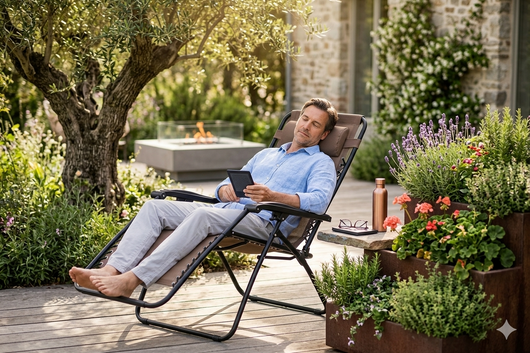 Sedia Sdraio Zero Gravity Reclinabile Pieghevole in Acciaio e Textilene Siesta Marrone