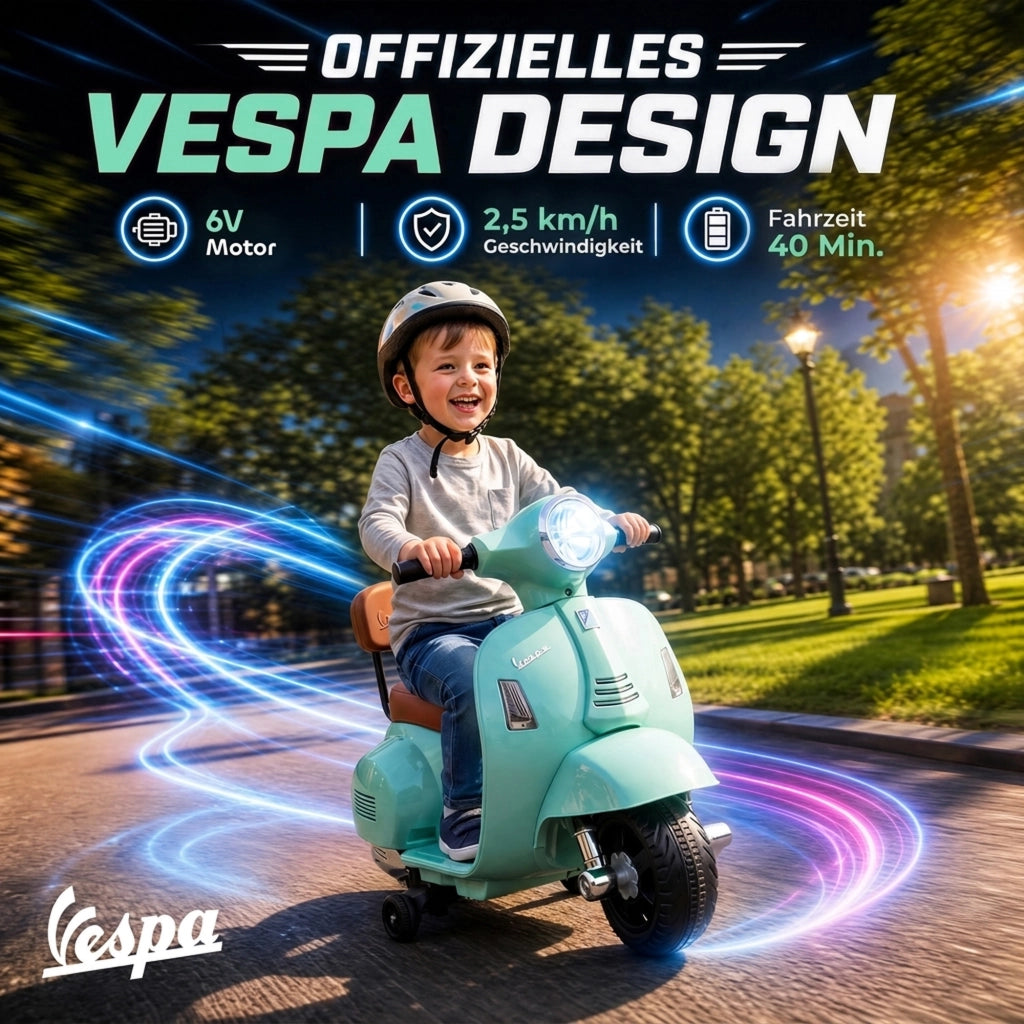 Elektro Motorrad Kinder Mini Vespa GTS 6V Elektromotorrad Grün