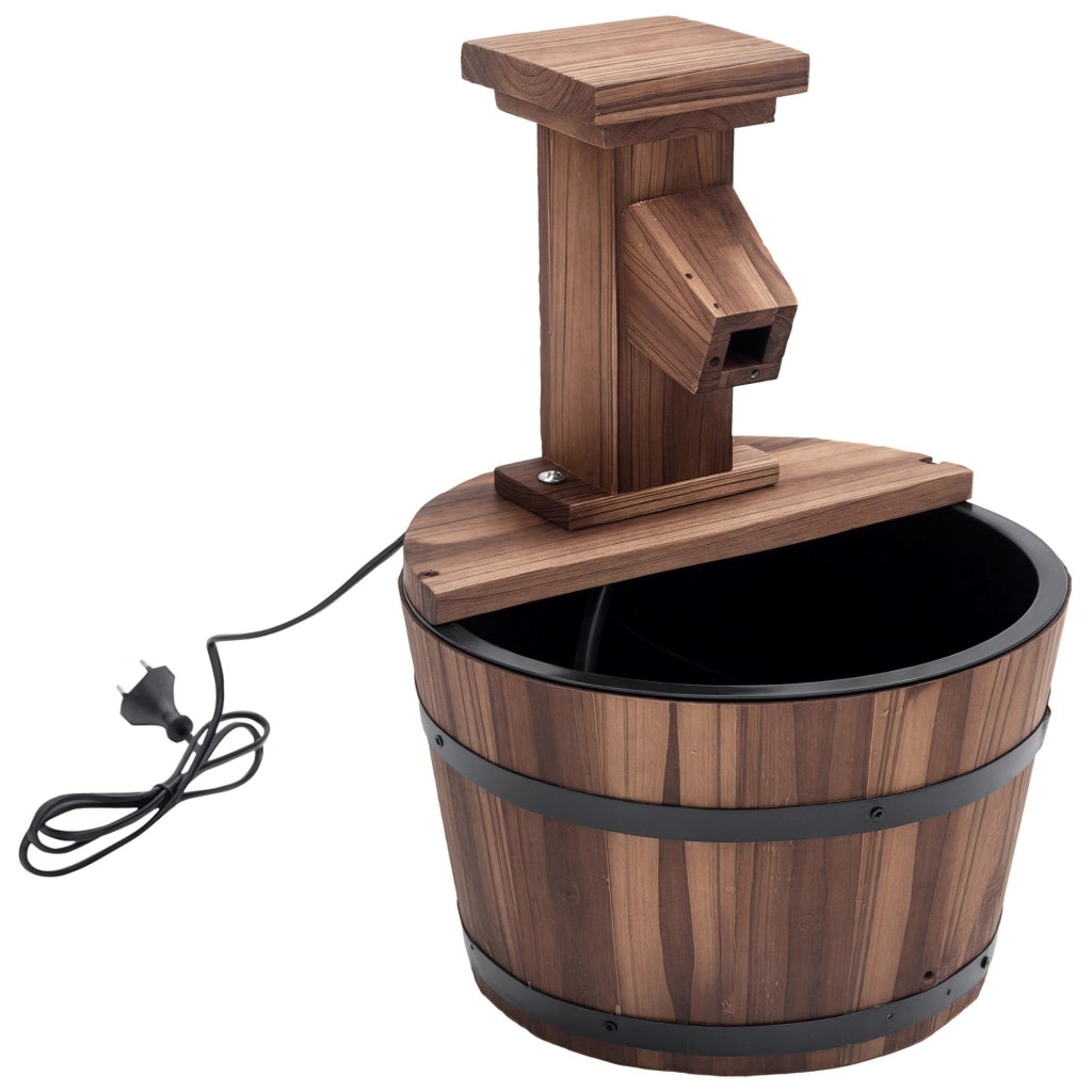 Fontana da giardino elettrica con secchio in legno ¨C zephmum ¨C effetto carbonizzato ?27x37 cm