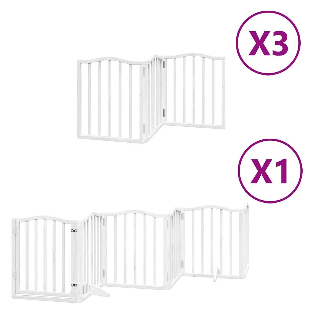 Cancelletto di sicurezza per animali domestici porta pieghevole 15 pannelli legno di pioppo bianco 02_0023197