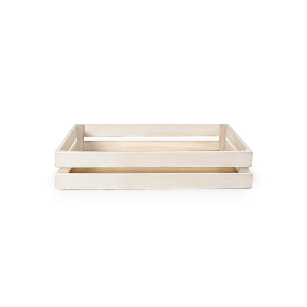 Cassette contenitori in Legno naturali Bianche da 5 Pezzi 28 X 18 X h 8 cm