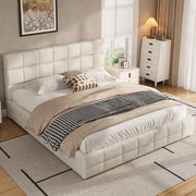 letto a piattaforma mdf compensato velluto beige 208 x 186 cm