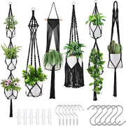 Set di 6 vasi da giardino in macramé per piante da interni con kit di sospensione