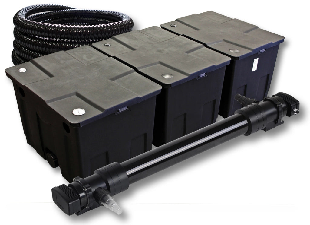 Set Filtro a 3 camere per laghetto da 90000l Chiarificatore UVC da 72W Tubo da 5 m