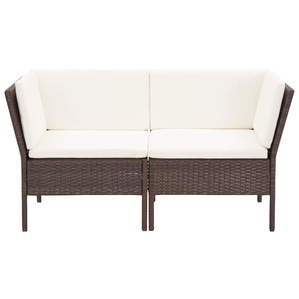 Set Divani da Giardino 8 pz con Cuscini in Polyrattan Marrone 48951