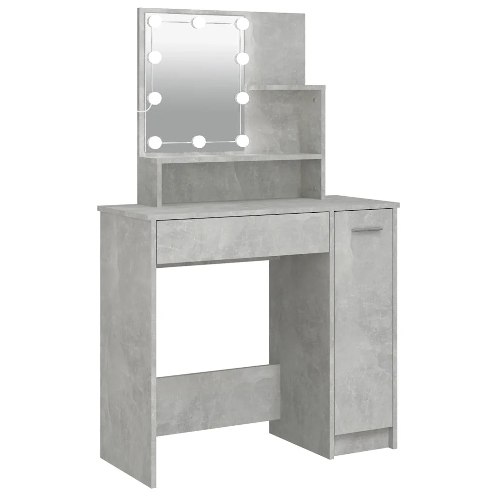 Toeletta | Tavolo da Trucco con LED Grigio Cemento 86,5x35x136 cm