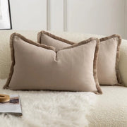 Set di 2 Cuscini di cotone neutri 30 x 50 cm - Cuscini decorativi per salotto e camera da letto - Stile boho