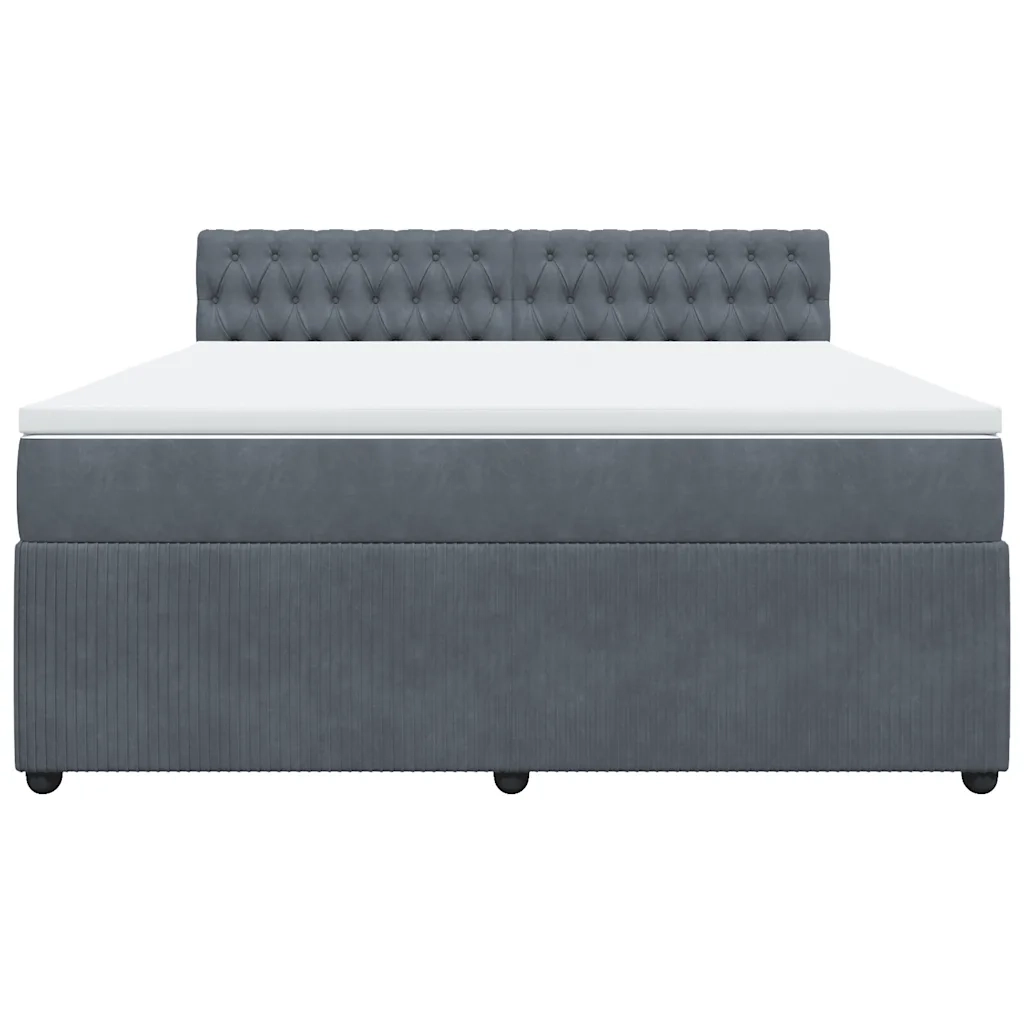 Giroletto a Molle con Materasso Grigio Scuro 180x200 cm Velluto