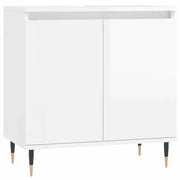 Armadietto Bagno | Armadio da bagno Bianco Lucido 58x33x60cm in Legno Multistrato