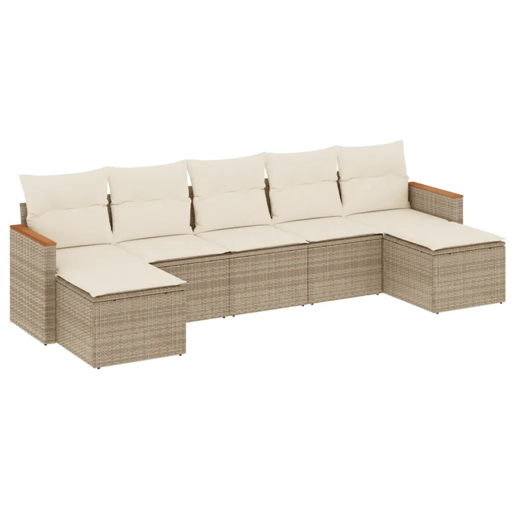 Set Divani da Giardino 7 pz con Cuscini Beige in Polyrattan 3258635