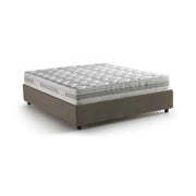 Letto matrimoniale Azuko, Letto contenitore con rivestimento in ecopelle, Made in Italy, Apertura frontale, con materasso cm 140x200 incluso, Tortora