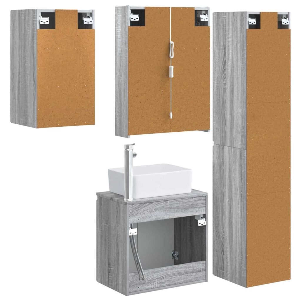 Set di Armadi da Bagno 5 pcs Sonoma grigio 53 x 15,5 x 70 cm 3407332