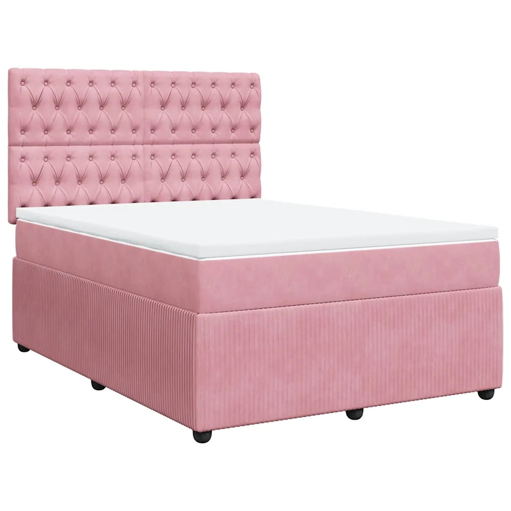 Giroletto a Molle con Materasso Rosa 140x200 cm in Velluto 3294669