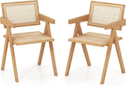 Set di 4 Sedie in Bambù 50 x 52 x 81cm, Sedie da Cucina Moderno con Schienale Ergonomico in Rattan, 4 Piedini in Feltro e Braccioli, Poltrone per Sala da Pranzo, Soggiorno e Ristorante (2)