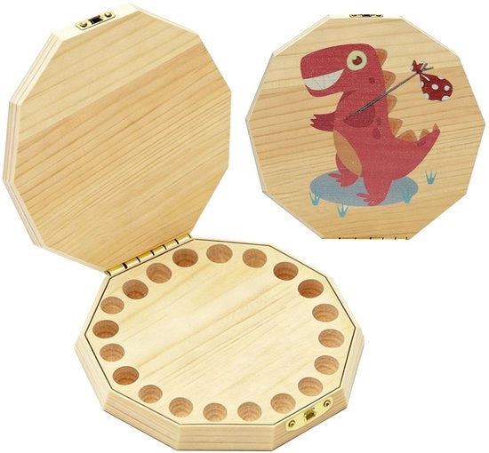 Cassetto per i denti in legno - Scatola per i denti - Cassetto per l'infanzia - Cassetto per i denti da regalo - Cassetto separato per i denti - Dimensioni 24 x 13 x 12 cm - Cassetto per conservare i denti