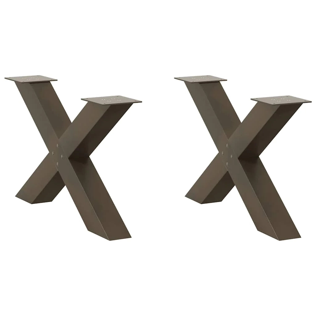 Set di 2 gambe per tavolino da caffè robuste e regolabili a forma di X 70 x 42 cm design moderno acciaio naturale 02_0057239