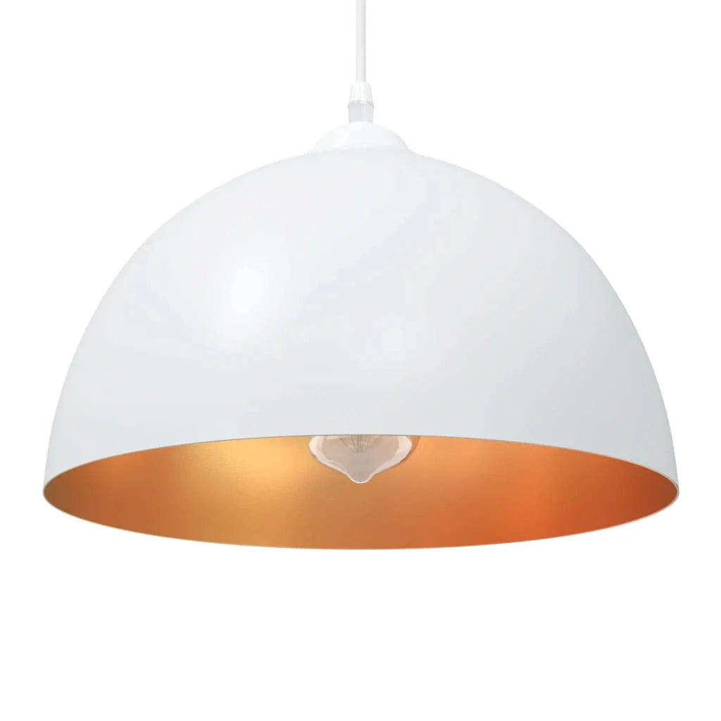Set di 2 lampade a sospensione vintage regolabili per cucina o sala da pranzo 30 x 15 cm metallo bianco 02_0058019