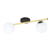 Lampada a sospensione SPLENDI in acciaio nero opaco e oro con sfere in vetro