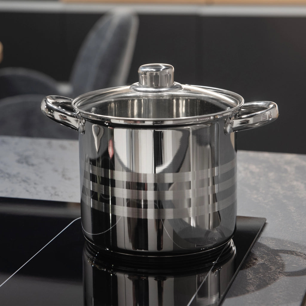 Pentola a induzione grande in acciaio inox KADAX con coperchio, gas, 26 cm, 11 l, alta