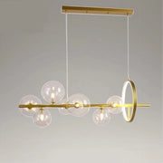 Trade Shop - Lampadario Moderno A Sospensione Oro 7 Sfere G9 Bolle In Vetro Con Cerchio 71683 -