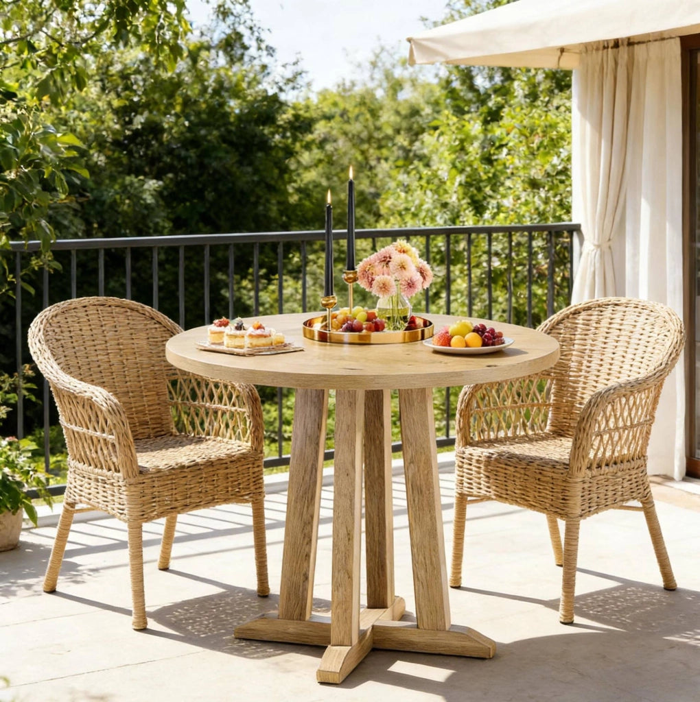 Tavolo da pranzo rotondo in legno Ø80 cm marrone