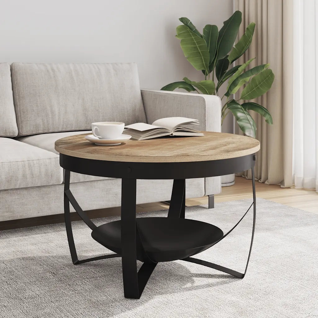 Tavolino da CaffÃ¨ Ã˜68x43cm in Legno di Mango Grezzo  cod mxl 15298