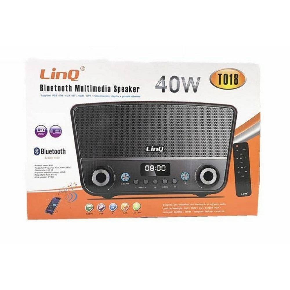 Trade Shop - Cassa Speaker Altoparlante Bluetooth Multimedia 40w Lcd Radio Fm Microsd Usb T018 -