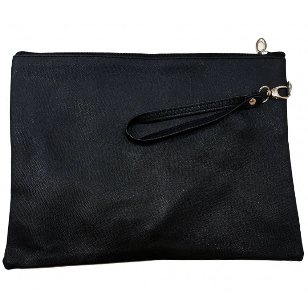 Trade Shop - Pochette Donna A Mano Con Zip Borsello Beauty Case Borsa Poliuretano Vintage -