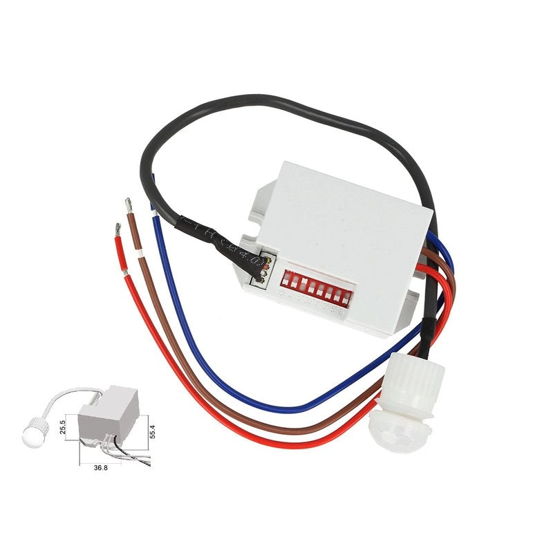 Sensore di Movimento a Infrarossi e Crepuscolare Montaggio Da Incasso Foro 12mm IP20 360 Gradi SKU-5082