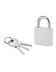 Lucchetto Fashion Leather, acciaio, interno, arco in acciaio, 30 mm, bianco, 3 chiavi – THIRARD