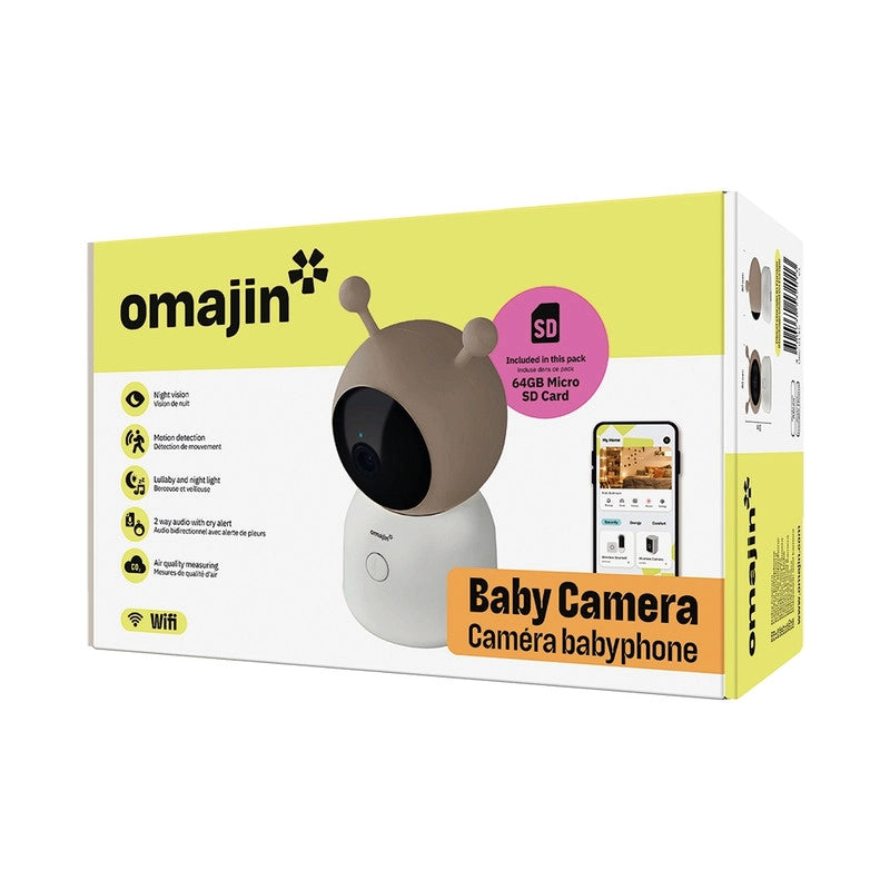 OMAJIN by Netatmo Videocamera Baby Monitor 2K HD. visione notturna. avviso pianto. audio bidirezionale. ninna nanna. luce notturna. sensori umidit?† e temperatura. controllo app. OBC-01