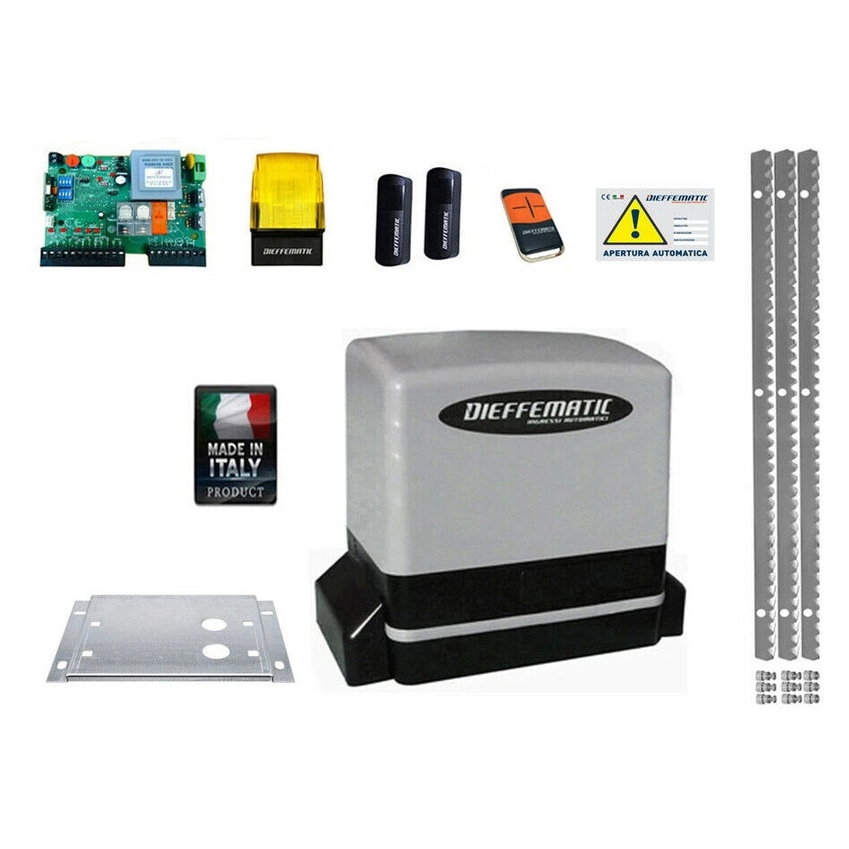 KIT MOTORE 900KG SCORREVOLE AUTOMATICO CON 3 MT CREMAGLIERA FERRO 230V KV9