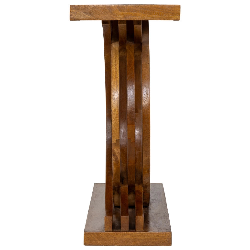 Tavolino da ingresso artigianale in legno marrone 140x35x81h cm