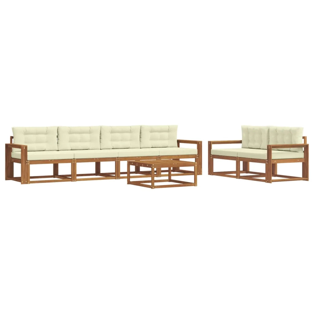 Set di divani da esterno con cuscino 7 pcs Naturale e Crema
